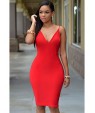 Women's Knotted Open Back Bodycon Midi Dress