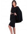 Women's Formal Vintage Street chic Plus Size Dress,Solid Round Neck Knee-length Long Sleeve Polyester Summer