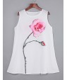 Women's Simple / Street chic Loose Dress,Floral Round Neck Above Knee Sleeveless White Polyester Summer