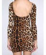 Women's Club Sexy Bodycon Dress,Leopard U Neck Mini Long Sleeve Brown Cotton / Modal / Spandex Summer Mid Rise Stretchy Opaque / Thin