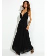 Women's Party/Cocktail Sexy Loose Dress,Solid V Neck Maxi Sleeveless Black Polyester Summer