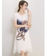 Women's Street chic Print Plus Size / Loose Dress,Round Neck Knee-length Silk / Polyester