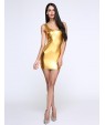 Women's Deep U Mini Dress , PU Black/Gold/Silver Sexy/Bodycon/Casual/Party/Work