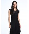 Women's Beach Lace / Skater Dress,Solid Round Neck Maxi Sleeveless Blue / Black Acrylic Spring