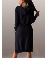 Women's Casual/Daily / Plus Size Dress,Solid Round Neck / Hooded Above Knee Long Sleeve Blue / Black / Gray Polyester Fall Micro-elastic