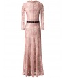 Women's Sexy V Neck Long Sleeve Lace Maxi Dress