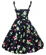 Women's Going out Vintage A Line / Skater Dress,Floral Strap Knee-length Sleeveless White / Black Cotton All Seasons