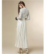 Boutique S Women's Going out Street chic Chiffon Dress,Patchwork Stand Maxi Long Sleeve White Polyester Fall