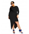 Women's Plus Size / Formal / Party/Cocktail Sexy / Street chic Sheath Dress,Solid Crew Neck Asymmetrical Long Sleeve