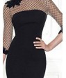 Women's Fishnet Decolletage Quarter-sleeve Midi Dress