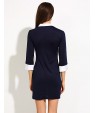 Women's Solid Blue Dress, Sheath/Vintage/Work Asymmetrical Collar ? Sleeve 