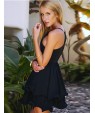 Women's Sexy / Beach Solid A Line / Skater Dress , Strap Mini Cotton / Others