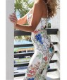 Going out Simple Bodycon Dress,Print Strap Above Knee Sleeveless White Nylon Fall High Rise