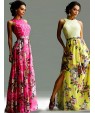 Women's Sexy / Boho Floral Sheath / Swing Dress , Crew Neck Maxi Polyester