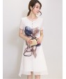 Women's Street chic Print Plus Size / Loose Dress,Round Neck Knee-length Silk / Polyester