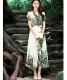 Women's Vintage Party Micro Elastic Short Sleeve Midi Dress (Chiffon)