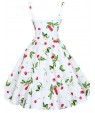 Women's Going out Vintage A Line / Skater Dress,Floral Strap Knee-length Sleeveless White / Black Cotton All Seasons