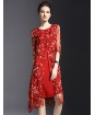 Women's Vintage / Simple Print Plus Size / Sheath Dress,Round Neck Knee-length