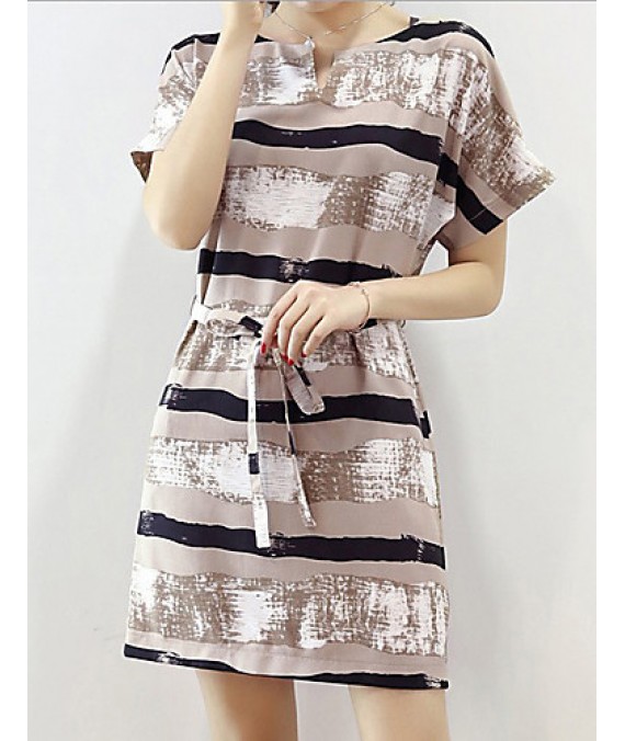 Women's Sexy / Simple Striped A Line Dress,V Neck Mini Polyester