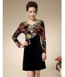 Women's Casual/Daily Simple Sheath Dress,Embroidered Round Neck Above Knee Long Sleeve Red / Orange Polyester Spring