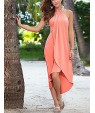 Women's Beach Simple Loose Dress,Solid Halter Asymmetrical Sleeveless Pink / Red / Black / Green / Purple Polyester Summer