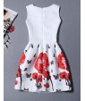 Women's Cute Floral A Line Dress,Round Neck Mini Polyester