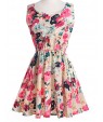 Women's Summer Chiffon Floral Print Sleeveless Vest Dress