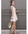 Women's Simple Solid A Line Dress,Round Neck Mini Polyester