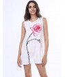 Women's Simple / Street chic Loose Dress,Floral Round Neck Above Knee Sleeveless White Polyester Summer