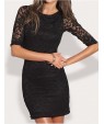 Women's Club Bodycon Dress,Solid Round Neck Knee-length ? Length Sleeve White / Black Summer