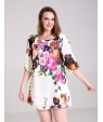 Women's Casual Plus Sizes Micro Elastic Length Sleeve Above Knee Dress (Chiffon)