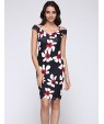 Women's Sexy Floral Bodycon Dress , V Neck Knee-length Cotton / Polyester