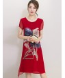 Women's Street chic Print Plus Size / Loose Dress,Round Neck Knee-length Silk / Polyester