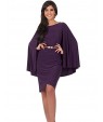 Women's Formal Vintage Street chic Plus Size Dress,Solid Round Neck Knee-length Long Sleeve Polyester Summer