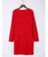 Women's Work / Plus Size Dress,Solid Round Neck Mini Long Sleeve Red / Beige Polyester Summer