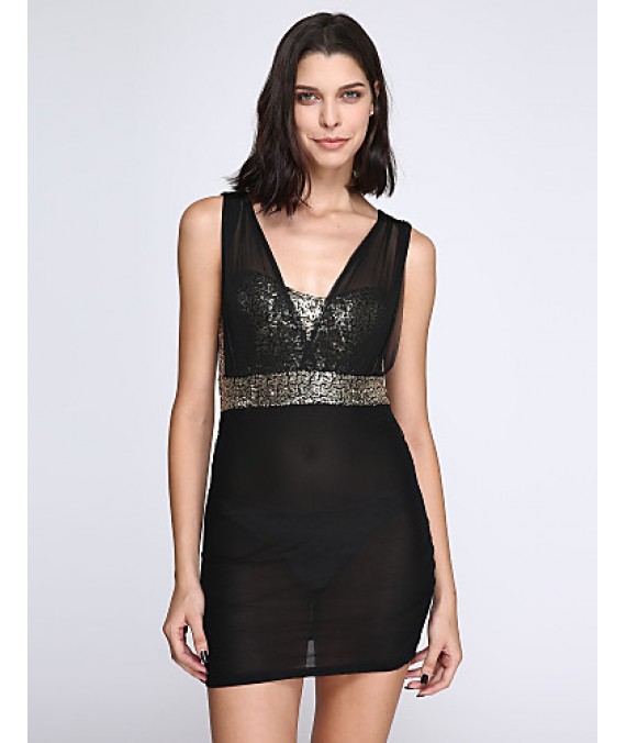 Women's Sexy Deep-v Sequined Bodycon Mini Dress