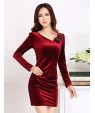 Women's Plus Size / Going out Street chic Bodycon Dress,Solid Asymmetrical Above Knee Long Sleeve Red / Black / Purple