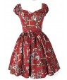 Women's Going out Vintage A Line Dress,Print Square Neck Above Knee Short Sleeve Pink / Red / Black / Green Polyester Summer