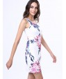 Women's Print Bodycon Crew Neck Micro Elastic Sleeveless Above Knee Plus Size Dress