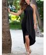 Women's Beach Simple Loose Dress,Solid Halter Asymmetrical Sleeveless Pink / Red / Black / Green / Purple Polyester Summer