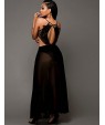 Women's Casual/Daily Sexy / Street chic Sheath See-through Dress,Patchwork Lace Mesh Strap Maxi Sleeveless