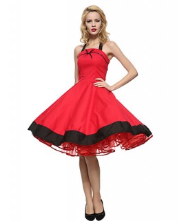 Women's Halter 50s Vintage Plus Sizes Swing Dress