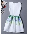 Women's Cute Floral A Line Dress,Round Neck Mini Polyester