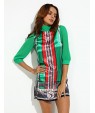 Women's Going out Vintage Loose Dress,Print Turtleneck Above Knee ? Sleeve Multi-color Silk / Polyester / Others Summer