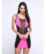 Women's Round Neck Mesh Mini Dress , Cotton/Spandex Blue/Pink/White Sexy/Party