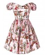 Women's Going out Vintage A Line Dress,Print Square Neck Above Knee Short Sleeve Pink / Red / Black / Green Polyester Summer