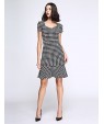 Women's Vintage / Simple Houndstooth Ruffle Slim Fishtail Plus Size / Sheath Dress,Square Neck Knee-length