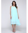 Women's Work Plus Size / Chiffon Dress,Solid Round Neck Mini Sleeveless Blue / Yellow Polyester Summer