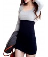 Women's U Neck Mini Dress , Cotton Black Casual