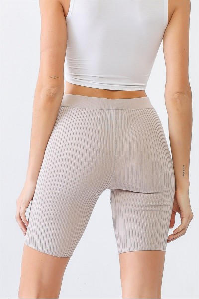 Cafe Ribbed High Waist Slim Fit Stretchy Shorts